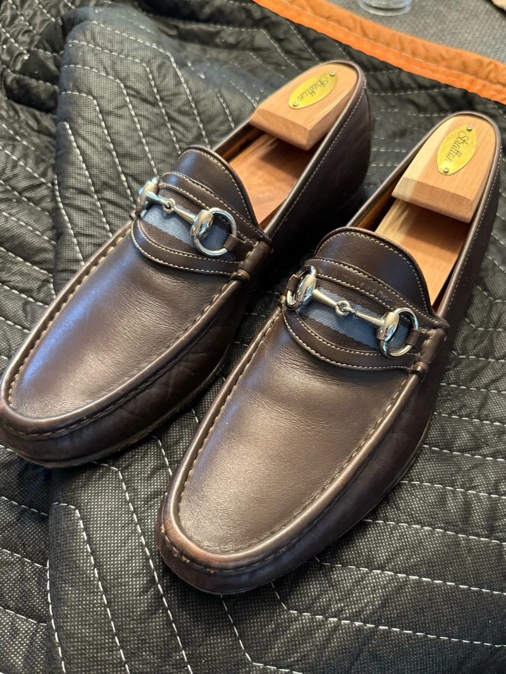 Gucci Brown Leather Horsebit Loafers 157440